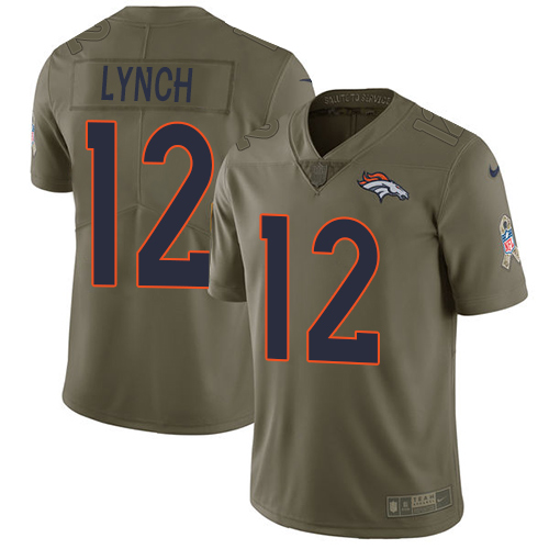 Nike Broncos #12 Paxton Lynch Olive Men's Stitched NFL Limited Salute to Service Jersey